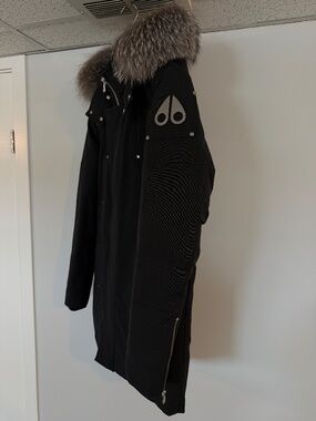MOOSE KNUCKLES Stirling Parka Black/Frost Fox Fur Mens Size S